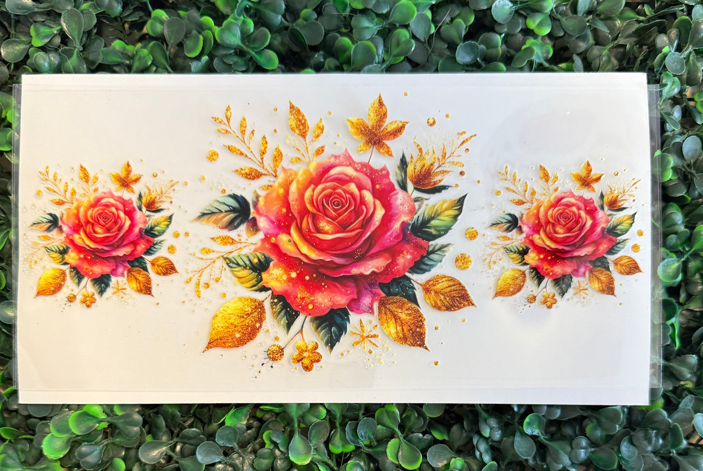 Rose with golden leaves