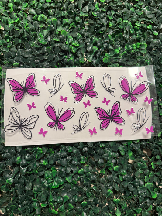Pink and black outline butterflies butterfly