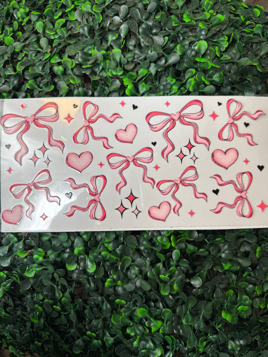 Coquette bows pink with hearts wrap