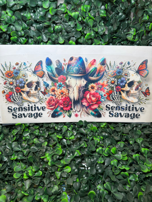 HOLOGRAPHIC bull skull sensitive savage western wrap