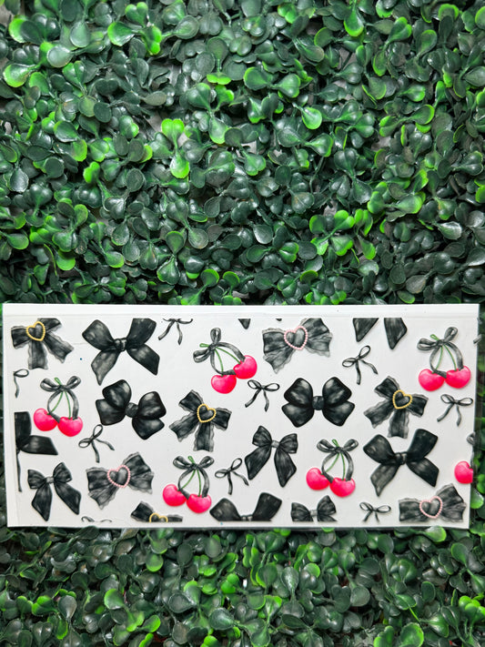 Coquette cherry bows black Decal