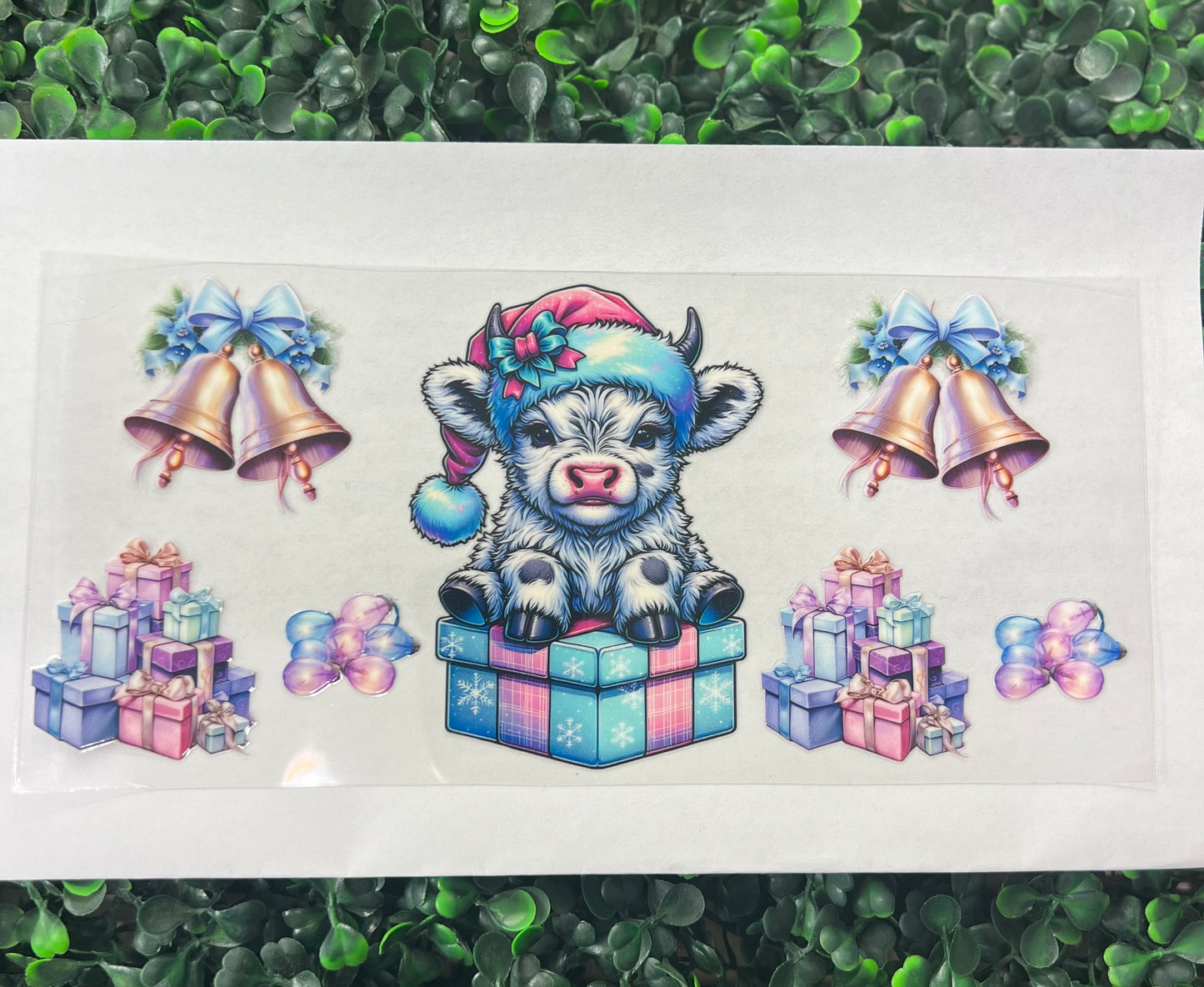 Blue Christmas Highland cow