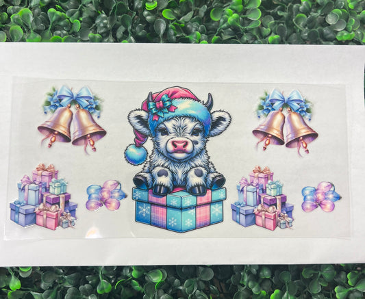 Blue Christmas Highland cow