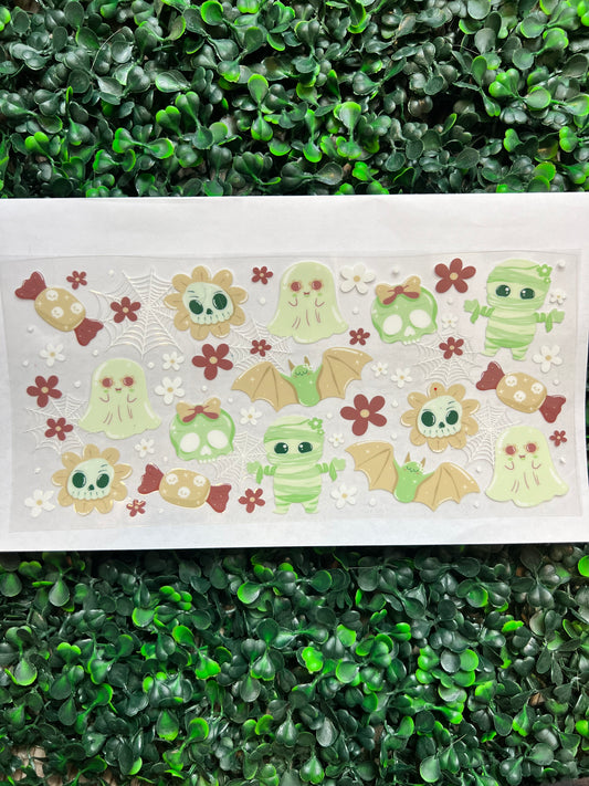 Lime Green cutesy ghosts wrap