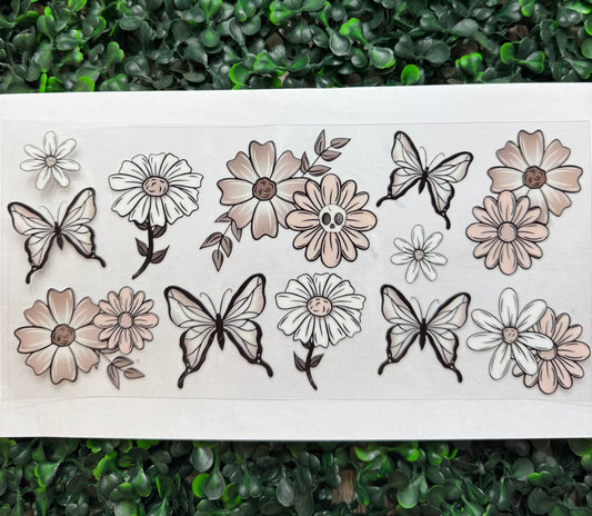 Flower Butterflies Skull wrap