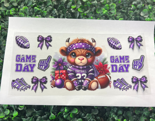 Football Highland cow purple