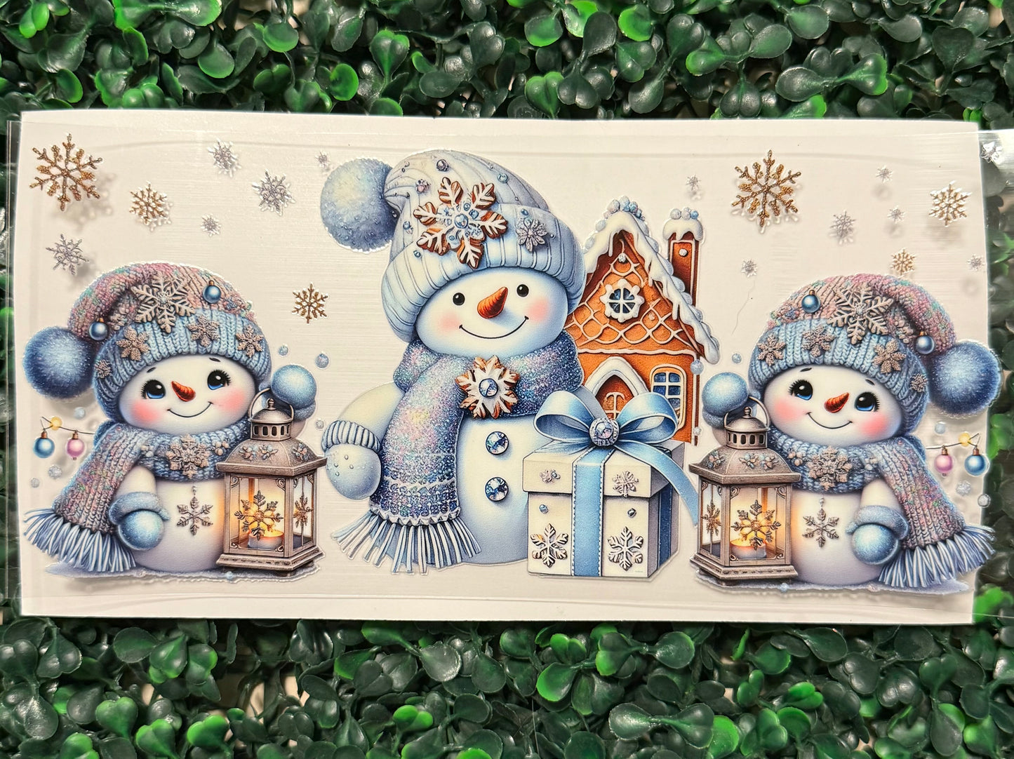 Snowman 3 blue and gold