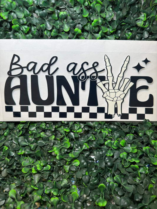 Badass Auntie skull checkered wrap