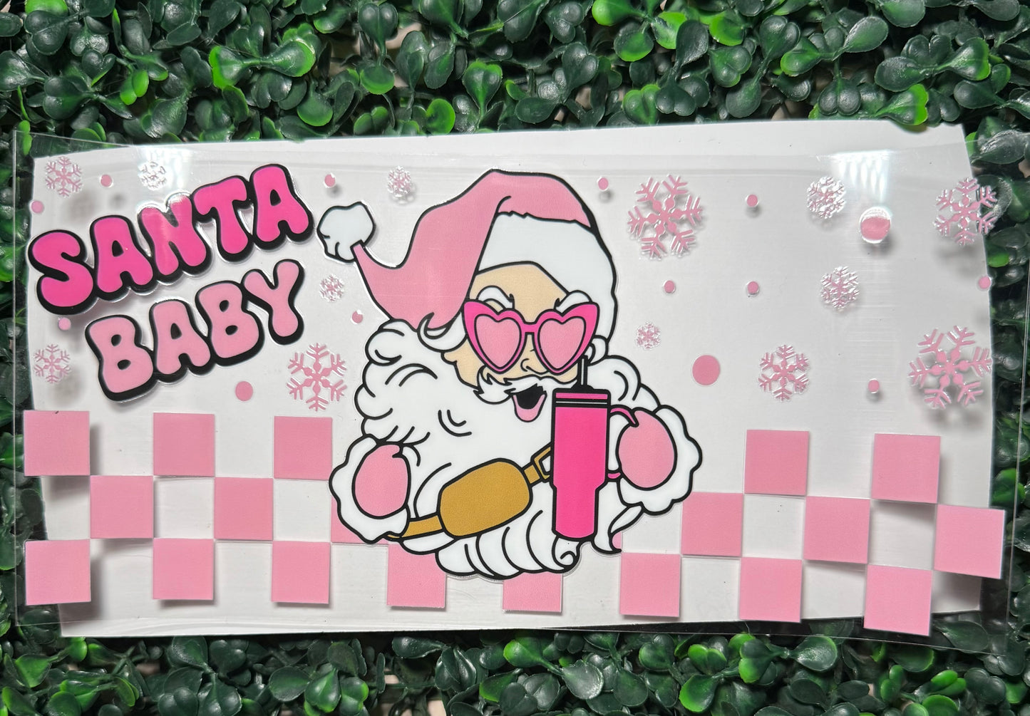 Santa baby pink heart glasses