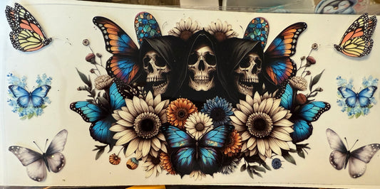Skull butterflies flowers wrap