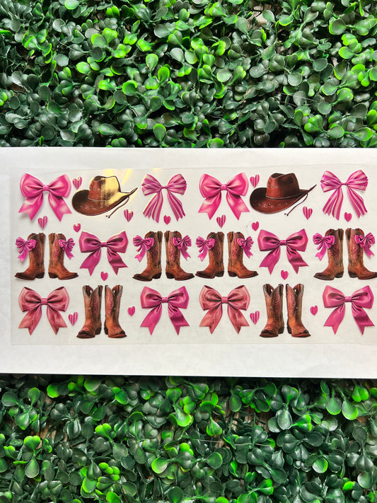 Pink bows western boots wrap