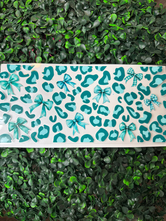 Cheetah bows teal coquette wrap