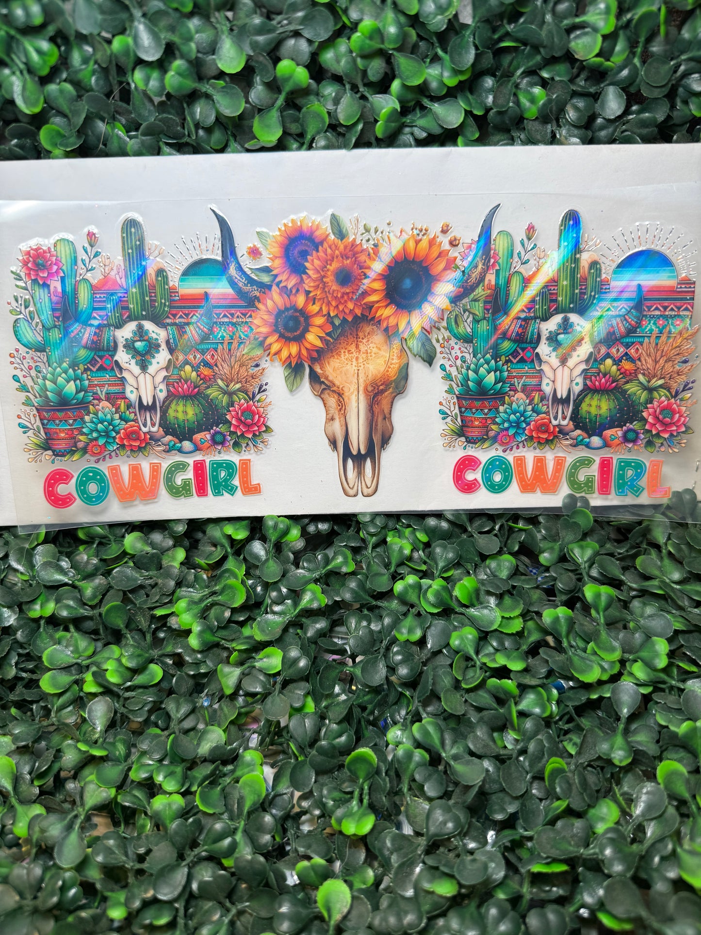 HOLOGRAPHIC
Western bull skull Aztec cowgirl Decal
