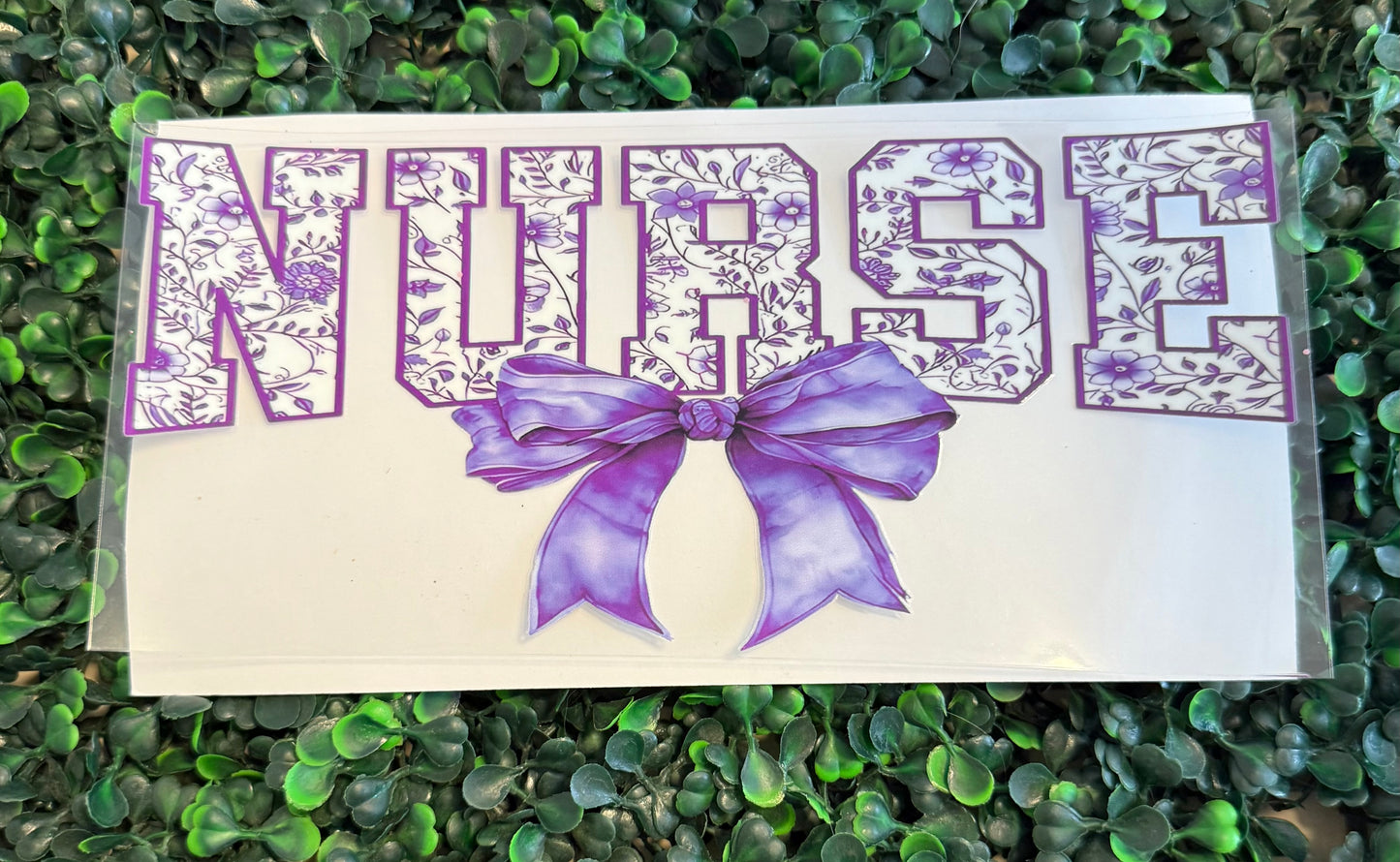 Floral Nurse purple bow