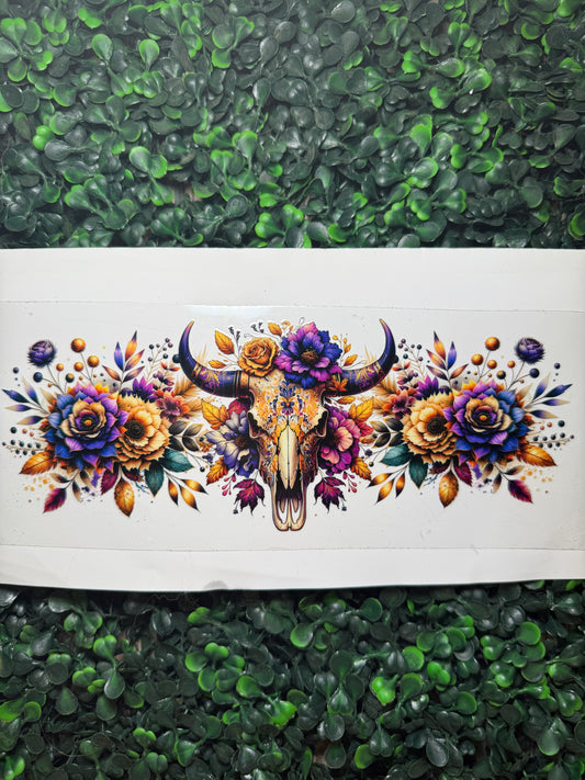 Boho Flower bull skull Wrap