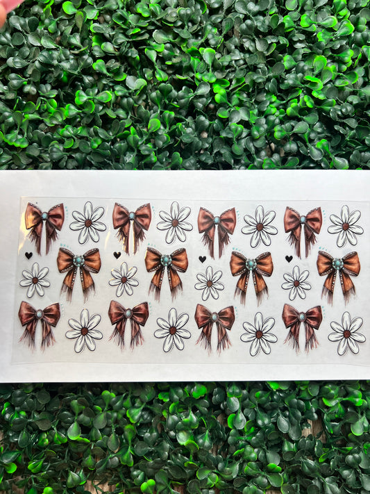 Western Leather bows and flowers wrap