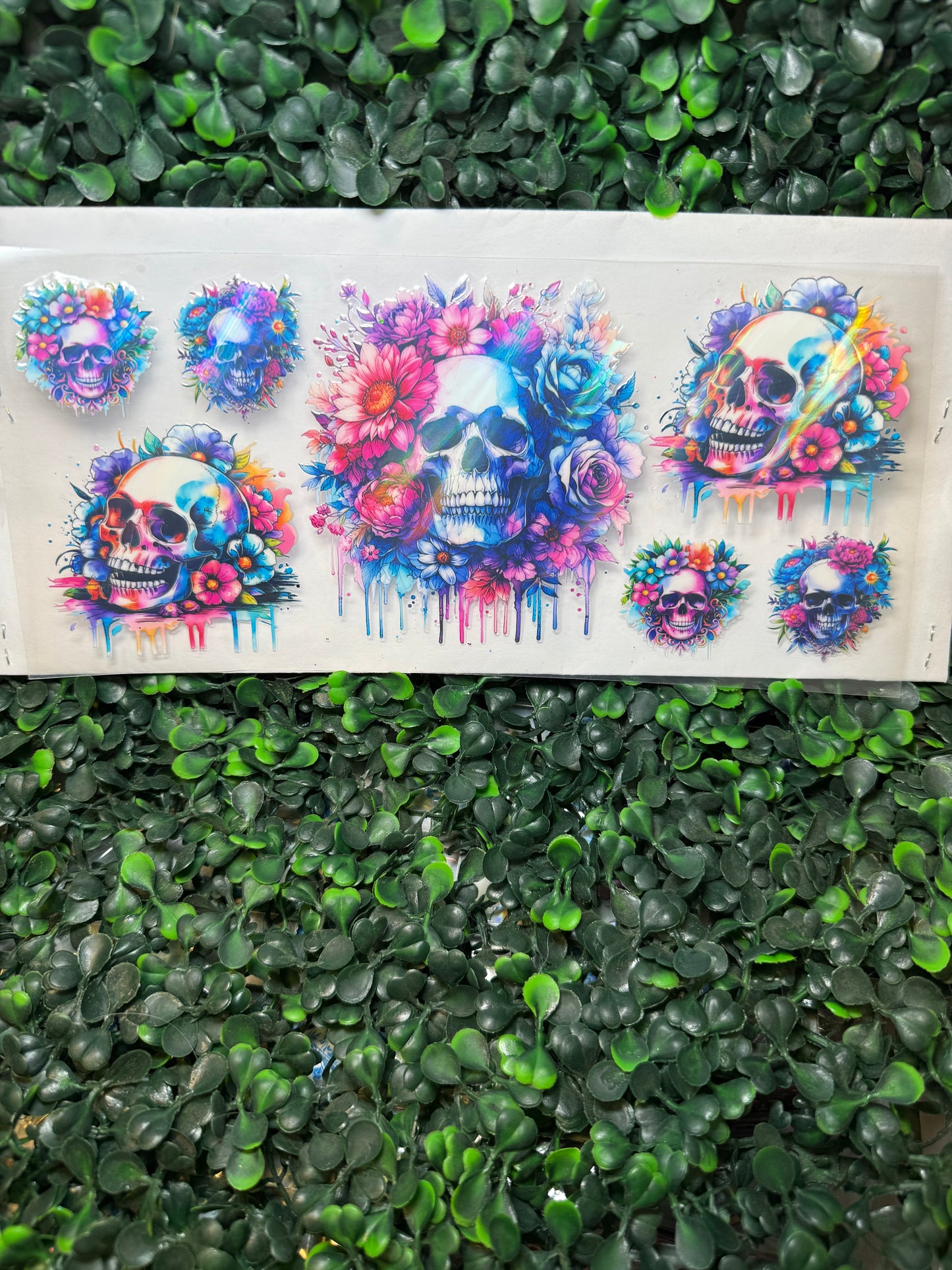 HOLOGRAPHIC skull flowers Decal