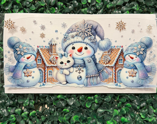Snowman and cat blue, silver