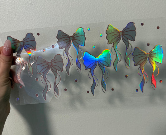 Holographic Pink ribbon bows