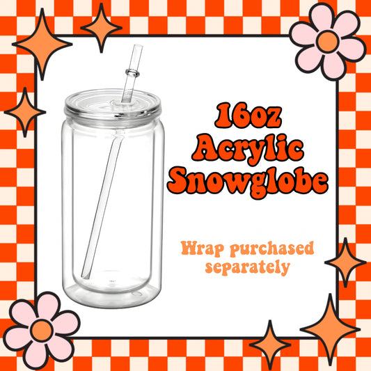 16oz ACRYLIC Snowglobe Cups