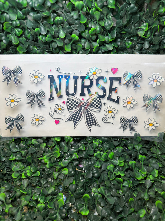 Holographic Nurse checkered bows coquette wrap