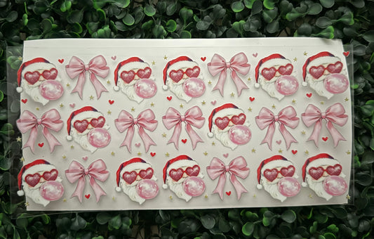 Santa blowing bubble gum pink bow