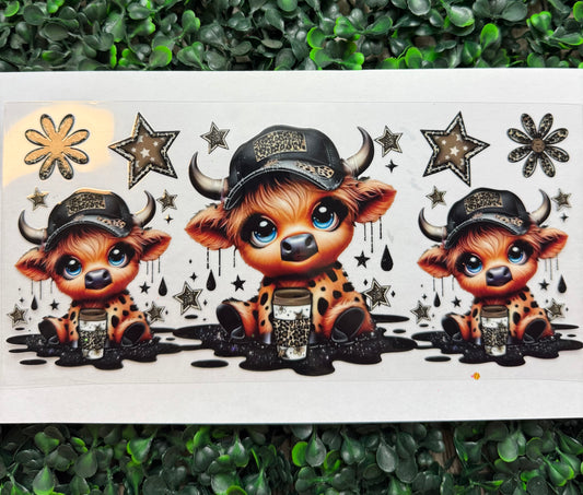 Highland cow Flowers stars wrap