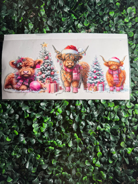 Christmas light cows in pink