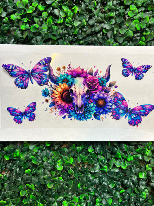 Sunflower Butterfly bull skull wrap