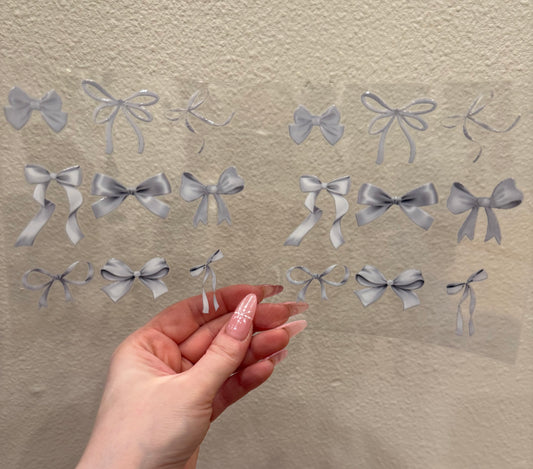 White gray grey bows