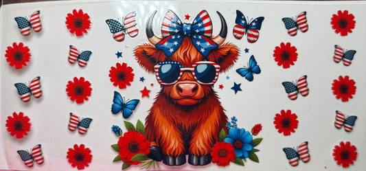 American Patriotic Highland Cow Wrap