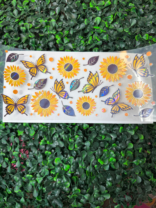 HOLOGRAPHIC sunflower butterflies butterfly wrap