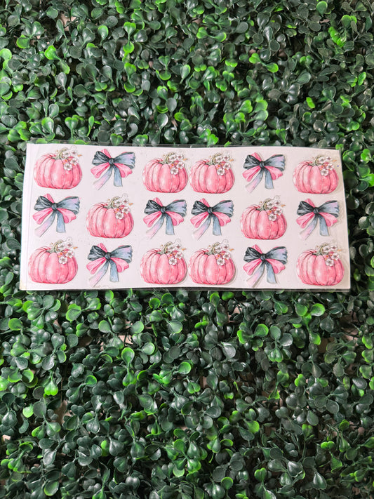 Pumpkin and bows pink and black