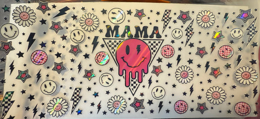 Holographic mama checkered smiley face