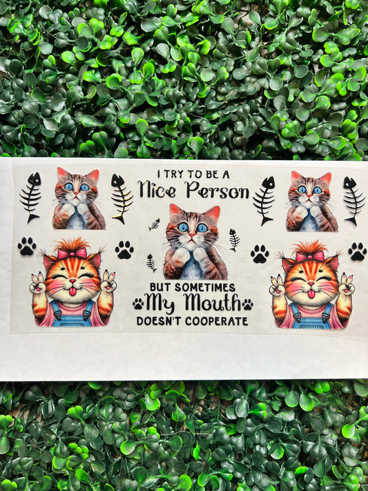 I try to be a nice person cat wrap