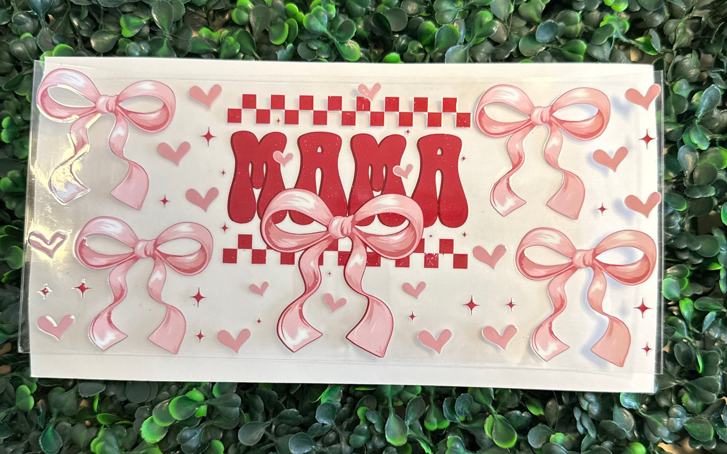 Red mama with pink bows