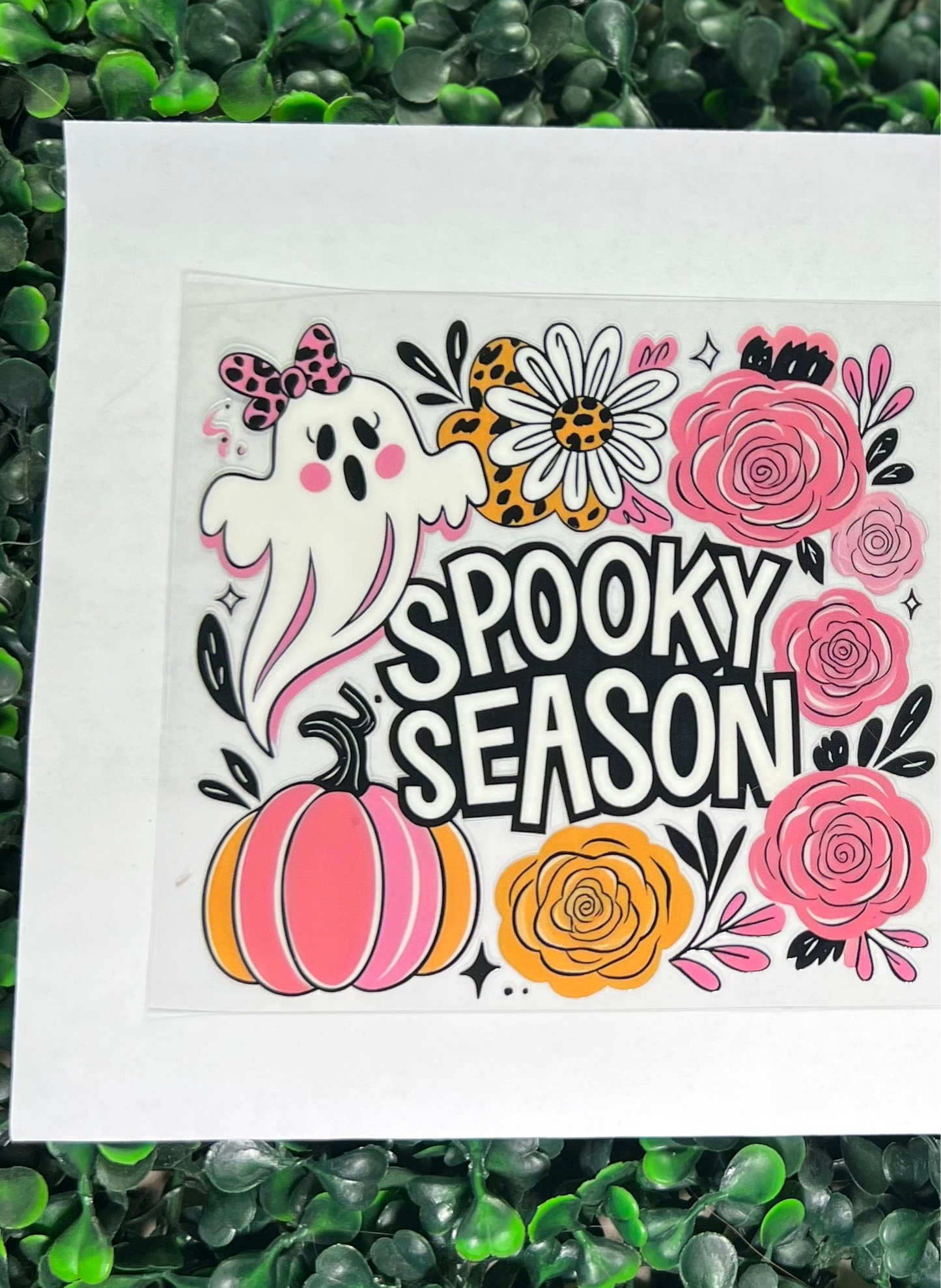 Spooky season pink ghost decal