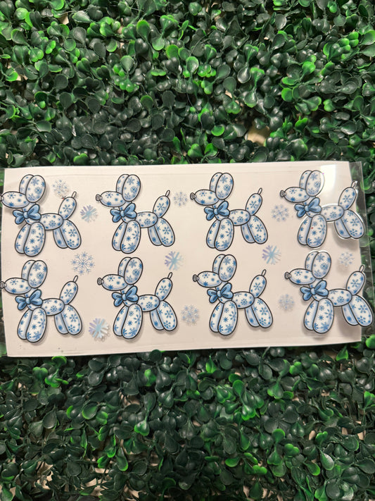 Balloon dog with dark snowflakes