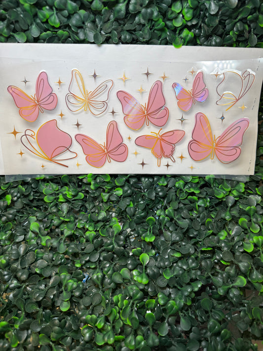 HOLOGRAPHIC Pink gold butterfly Decal