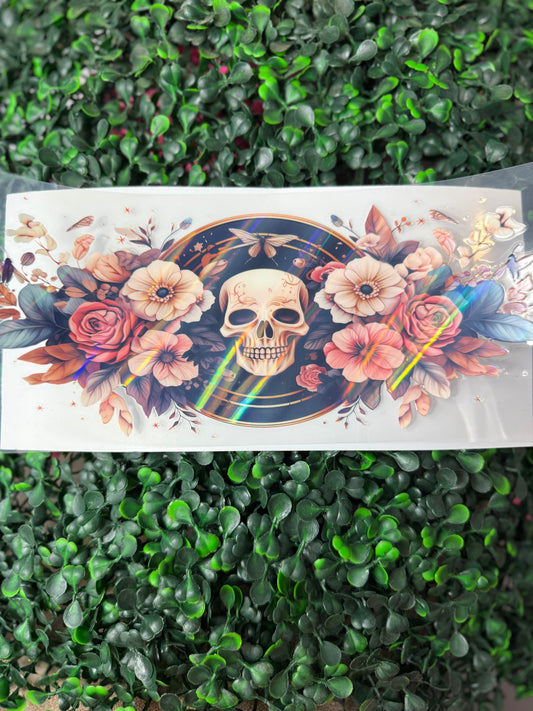 HOLOGRAPHIC flowers skull wrap