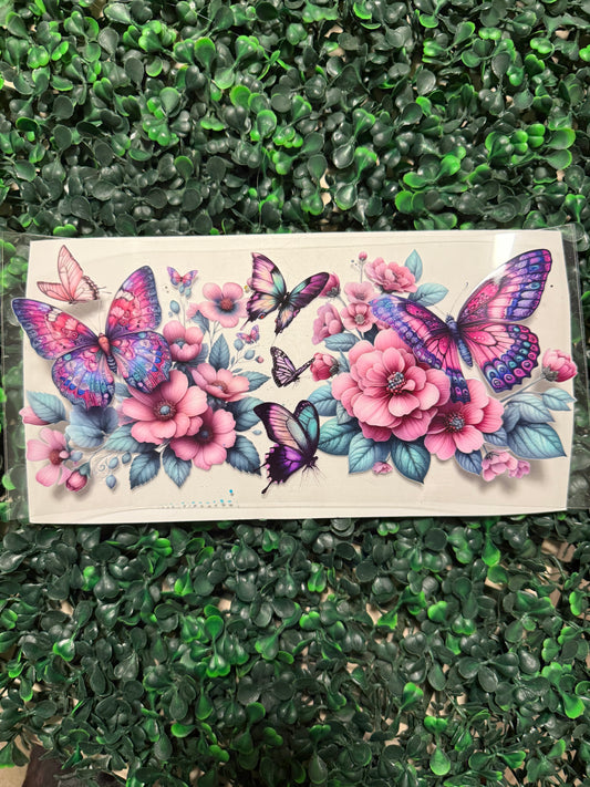 Pink floral and butterfly butterflies