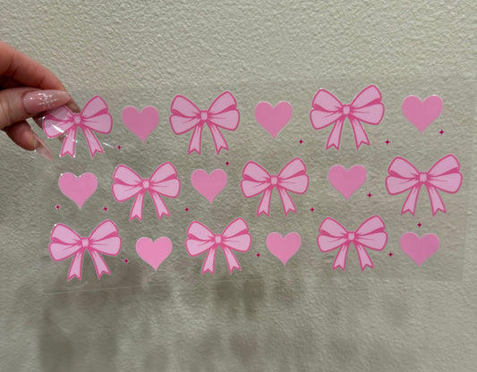 Pink bows red hearts
