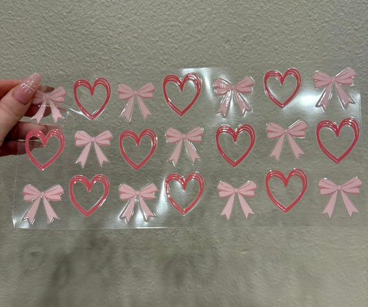 Pink bows heart outline