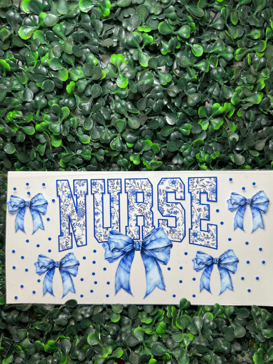 Coquette nurse blue bow wrap