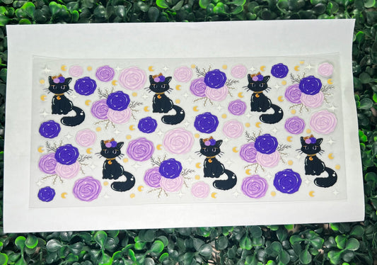 Black cat and flowers