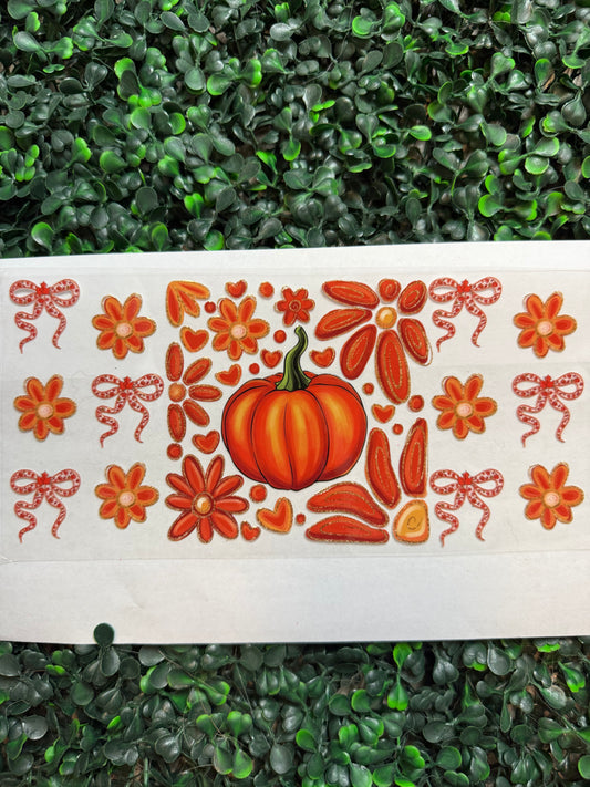 Flowers pumpkin bows wrap