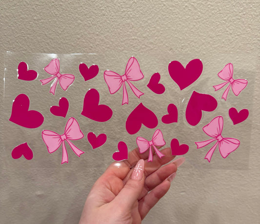 Pink bows red hearts