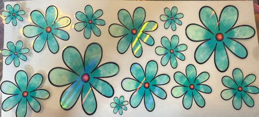 Holographic teal flowers wrap