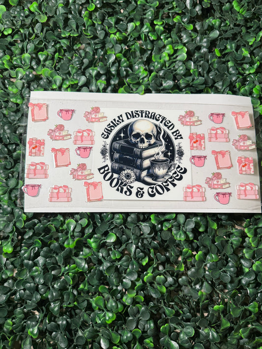 Easily distracted by books and coffee white background