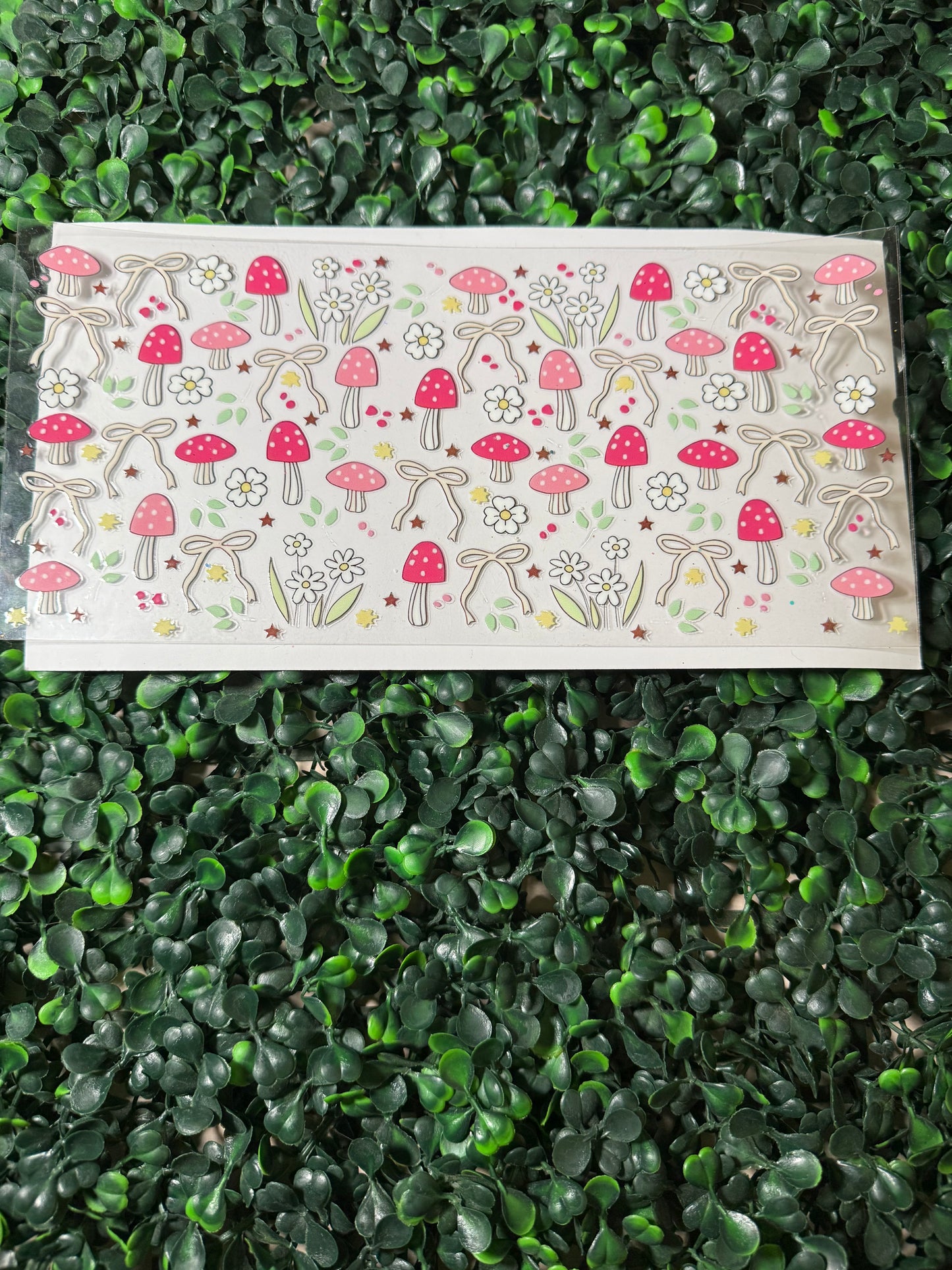 Pink mushrooms with bows